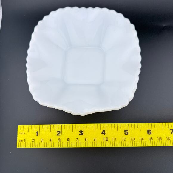 Vintage Milk Glass Square Bowl Dish – White Pressed Glass – 5.5” - Picture 5 of 5
